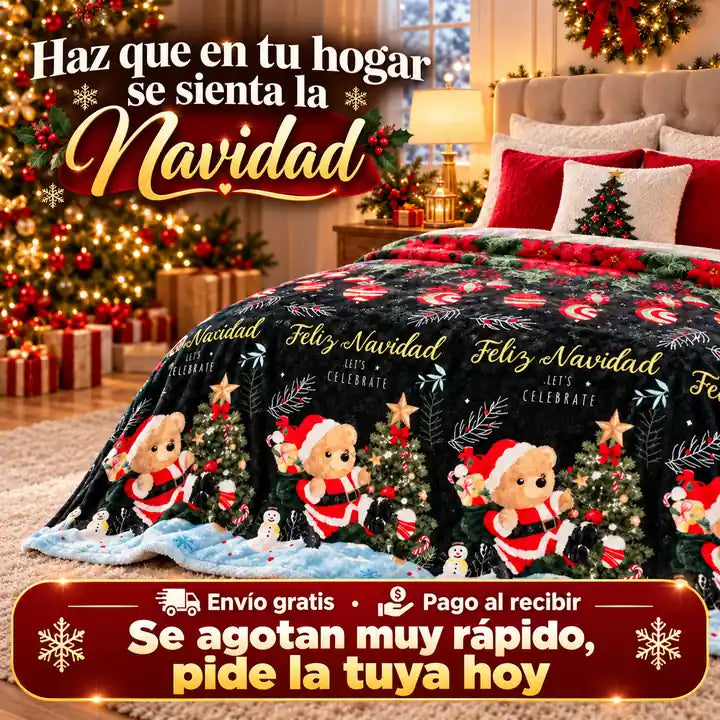 Cobija navideña con envío incluido y pago al recibir