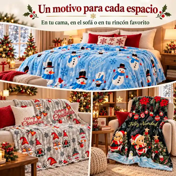 Cobija Navidad Merry Christmas - imagen 5 de 6; diseño surtido según disponibilidad