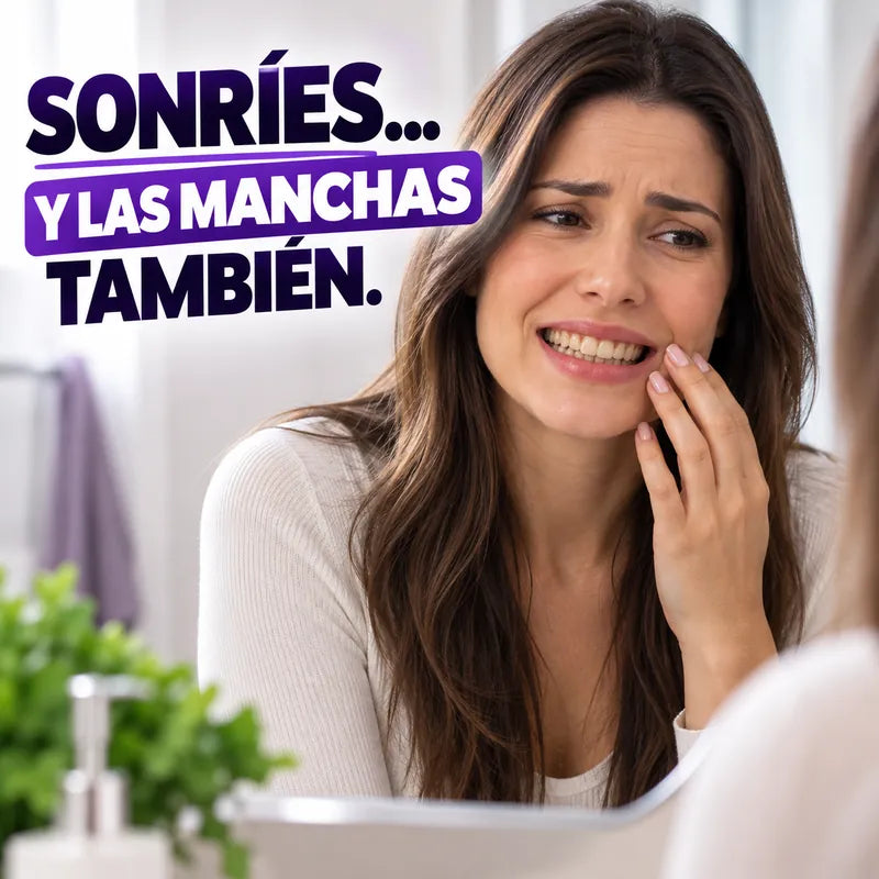 Una sonrisa con manchas superficiales visibles