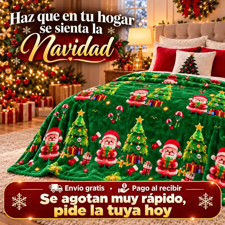 Cobija navideña con envío incluido y pago al recibir